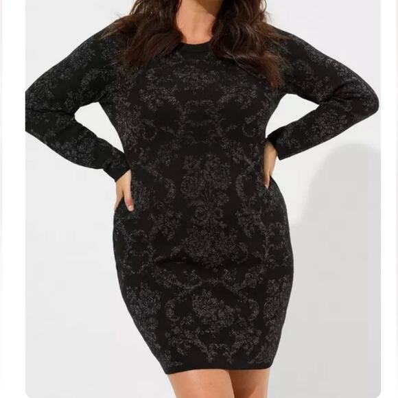 Torrid Black Floral Mini Jacquard Bodycon Dress 2X NWT 41160688 - Picture 1 of 13